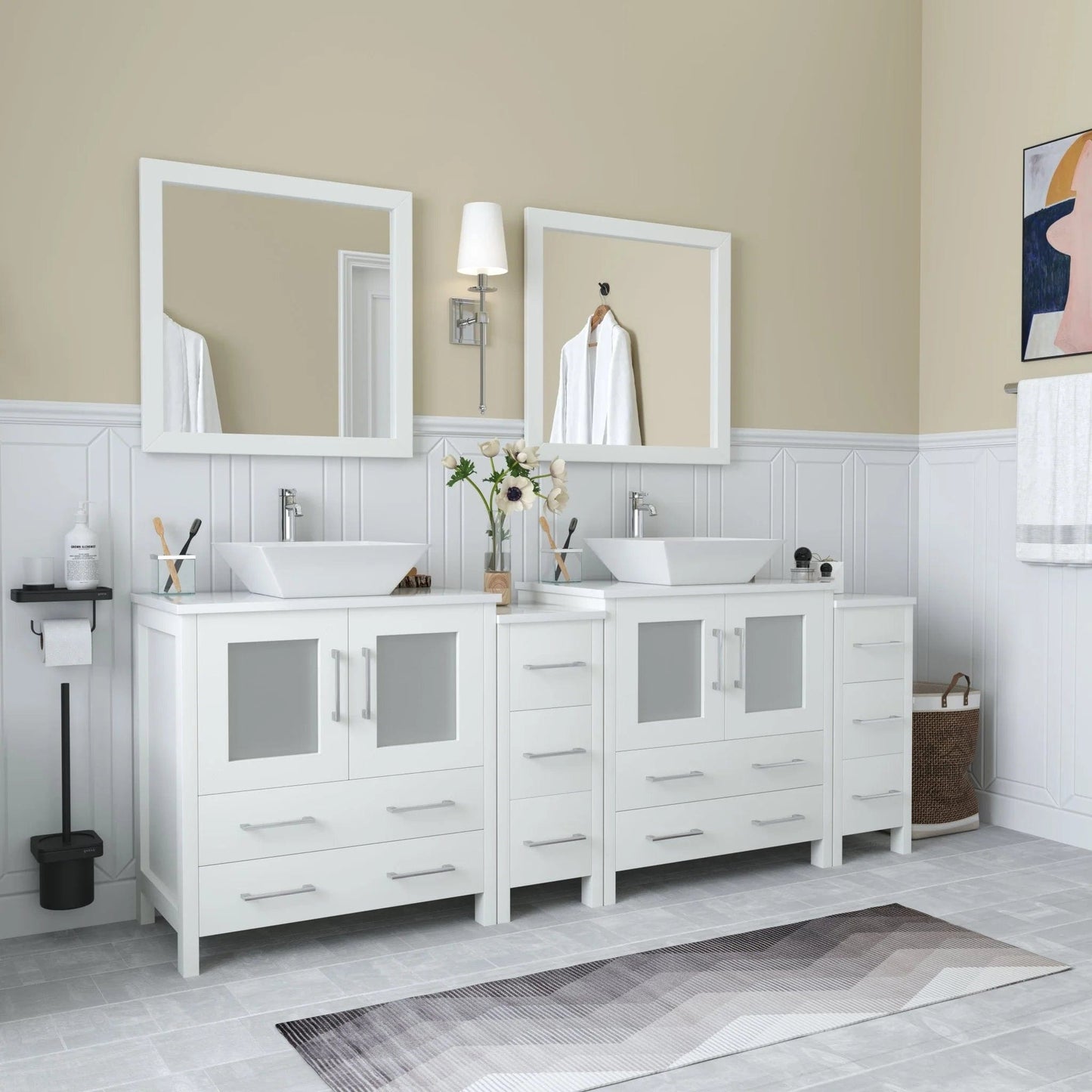 Vanity Art Ravenna 84" Double Sink Bathroom Vanity Combo Set