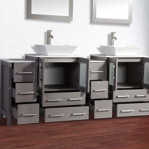 Vanity Art Ravenna 84" Double Sink Bathroom Vanity Combo Set