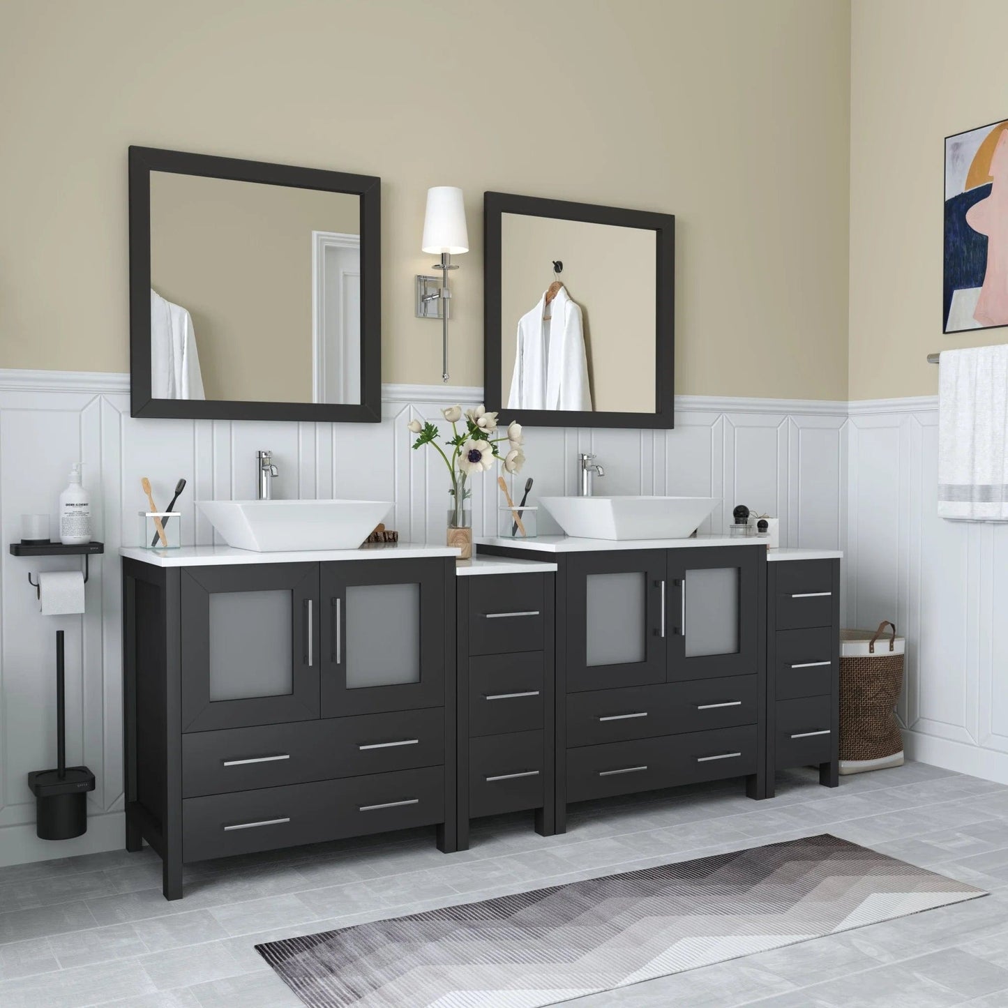 Vanity Art Ravenna 84" Double Sink Bathroom Vanity Combo Set