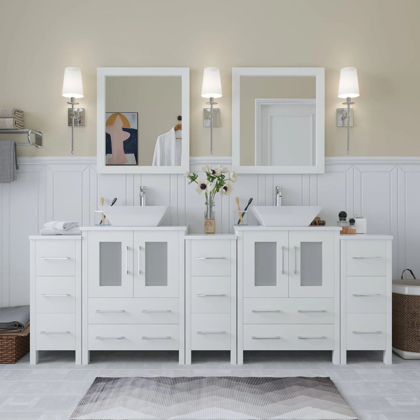 Vanity Art Ravenna 84" Double Sink Bathroom Vanity Combo Set