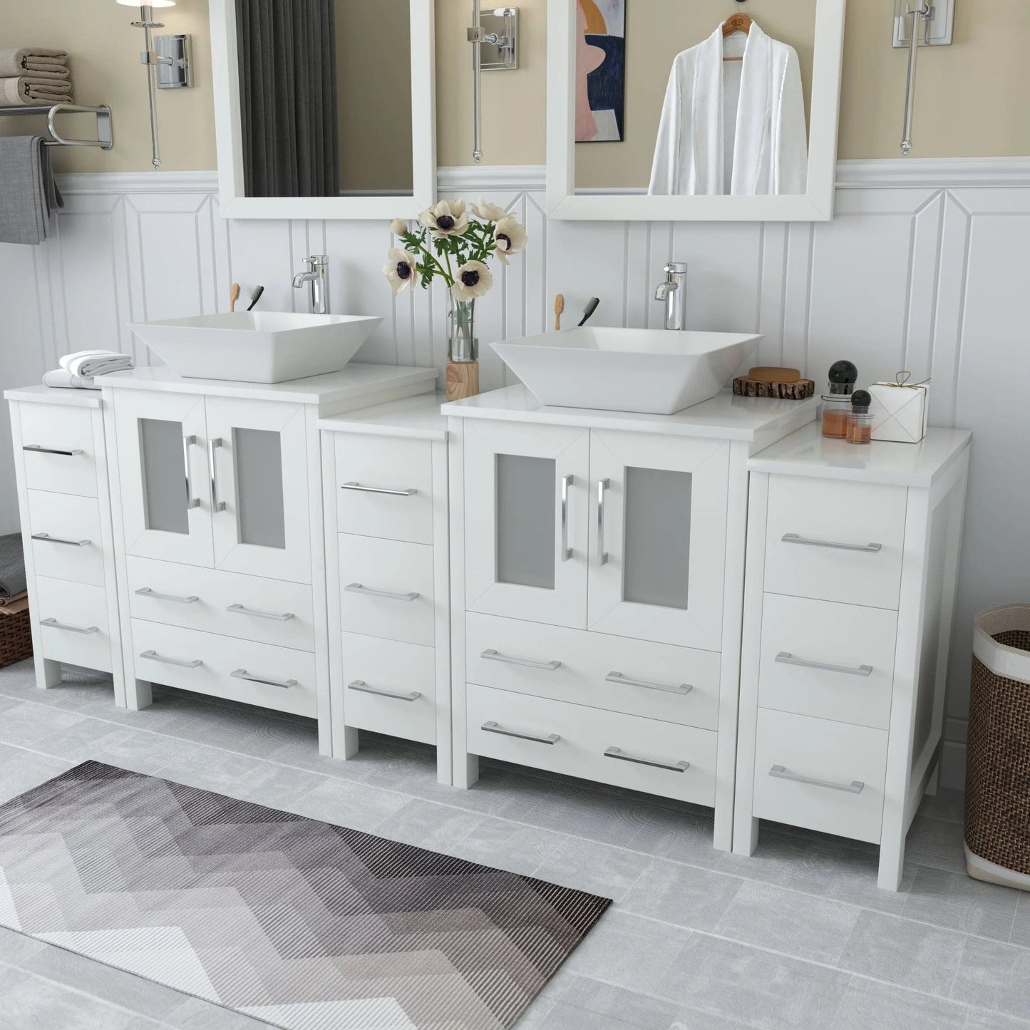 Vanity Art Ravenna 84" Double Sink Bathroom Vanity Combo Set