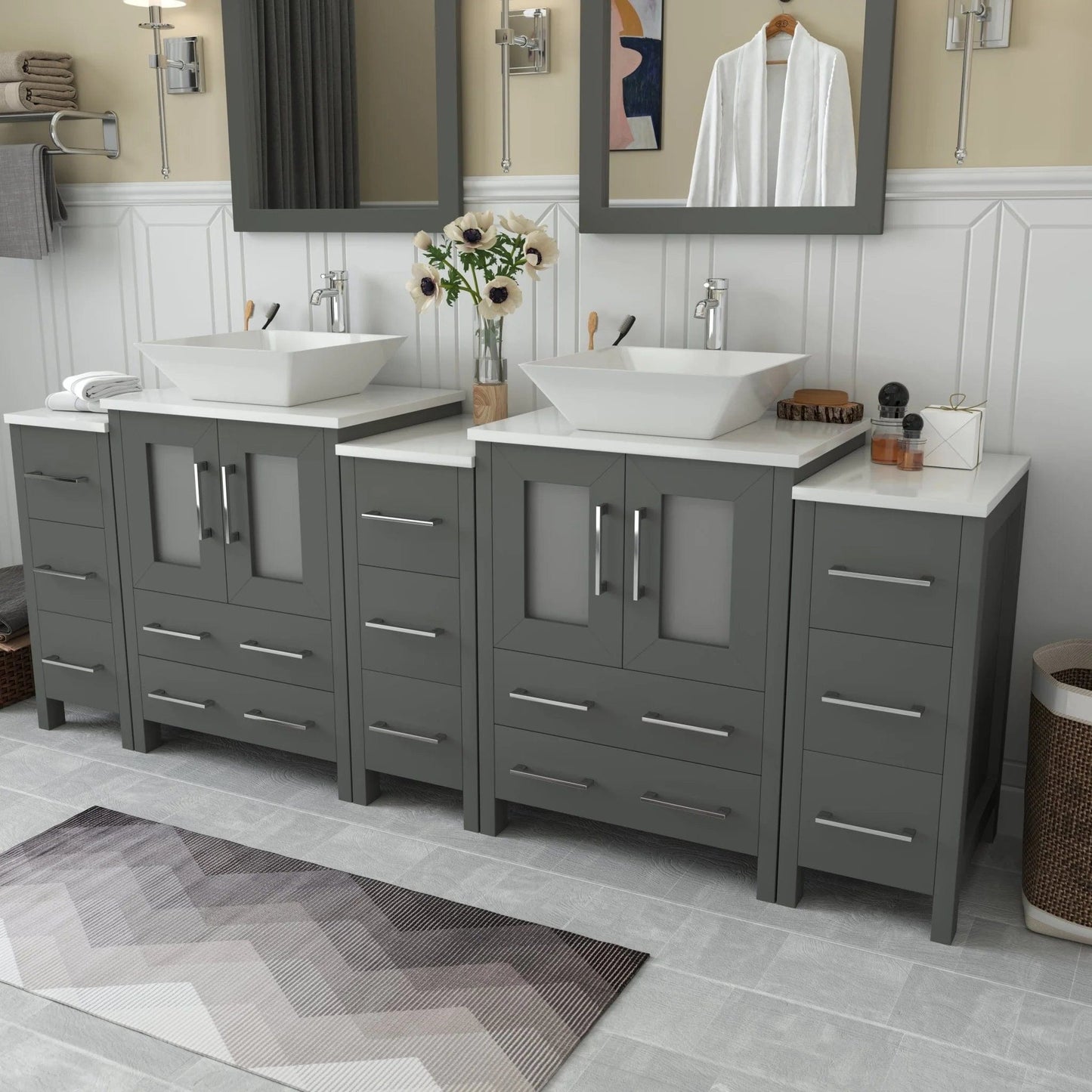 Vanity Art Ravenna 84" Double Sink Bathroom Vanity Combo Set