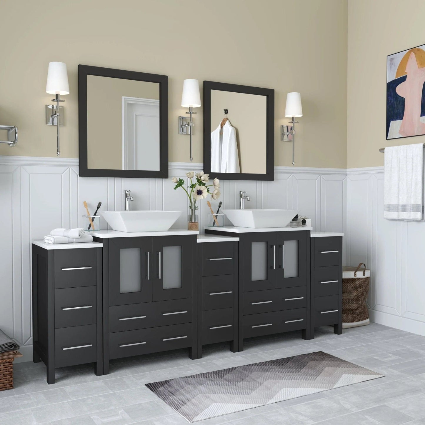 Vanity Art Ravenna 84" Double Sink Bathroom Vanity Combo Set