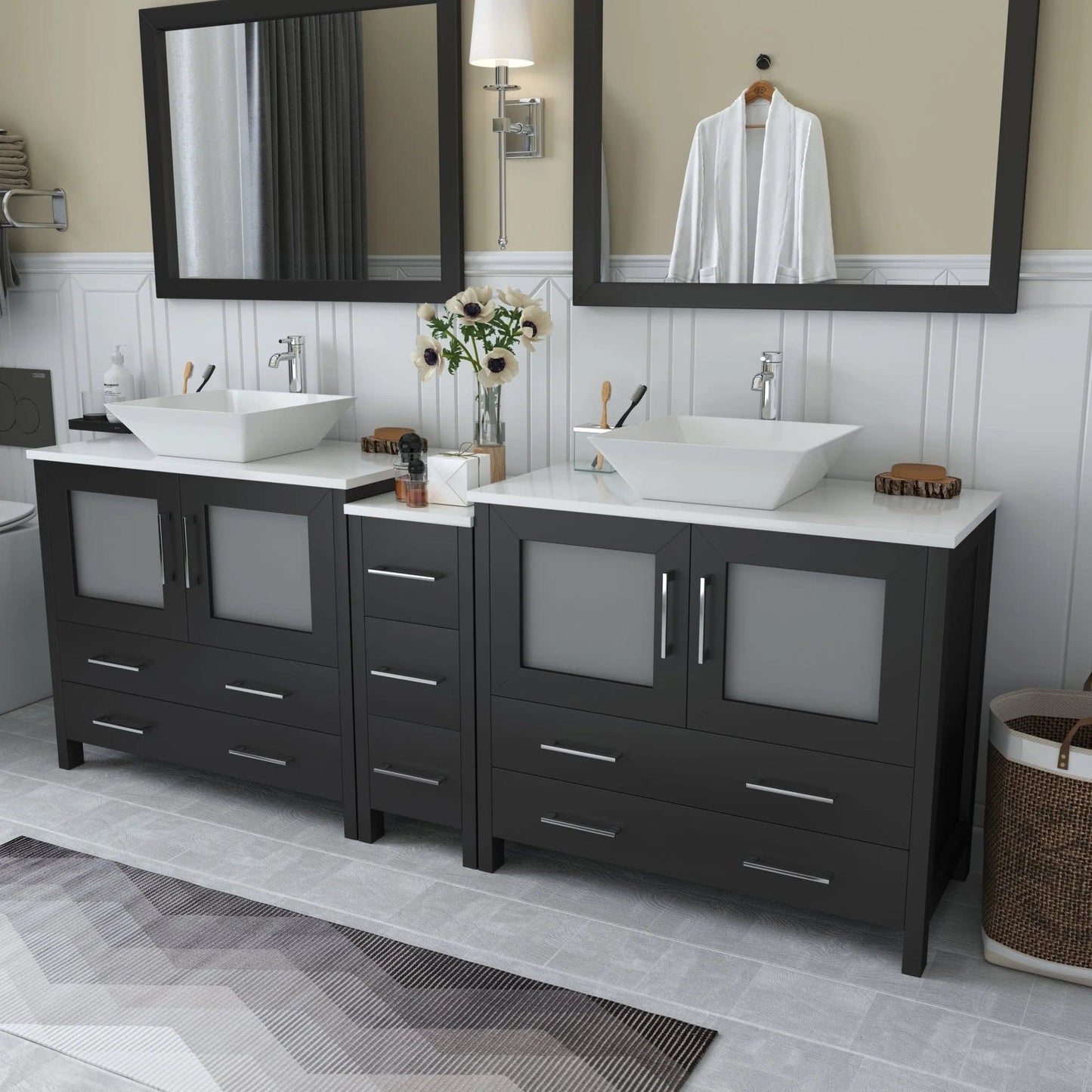 Vanity Art Ravenna 84" Double Sink Bathroom Vanity Combo Set