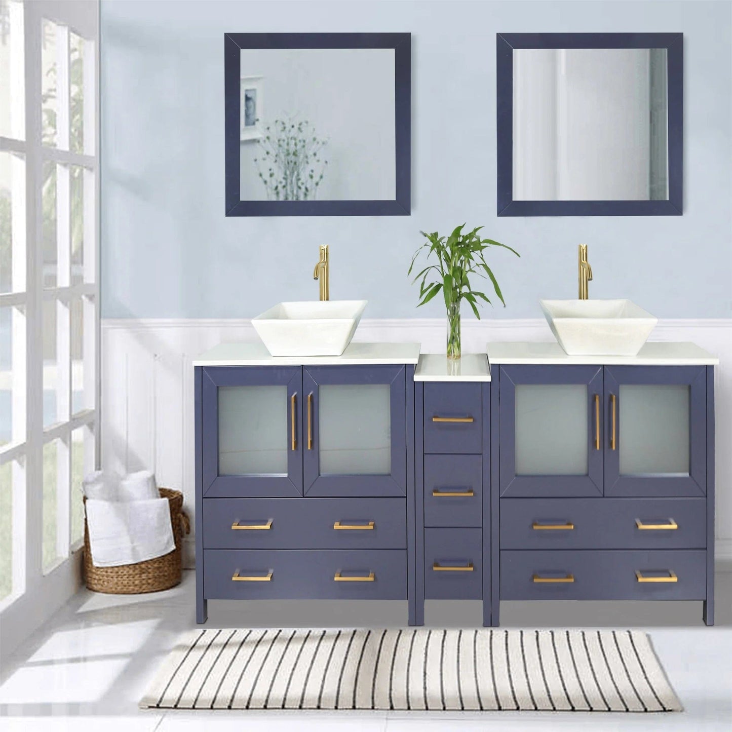 Vanity Art Ravenna 84" Double Sink Bathroom Vanity Combo Set