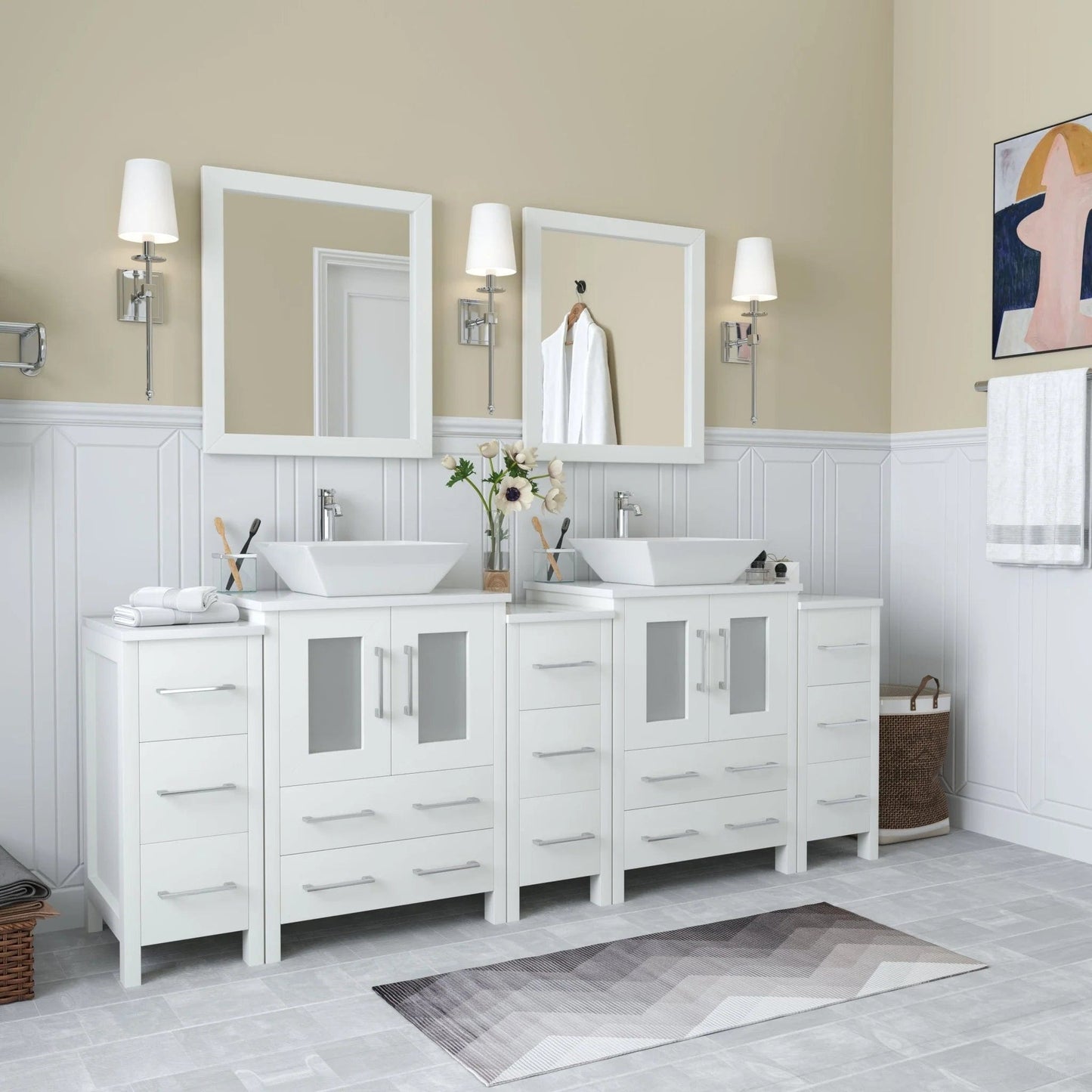 Vanity Art Ravenna 84" Double Sink Bathroom Vanity Combo Set