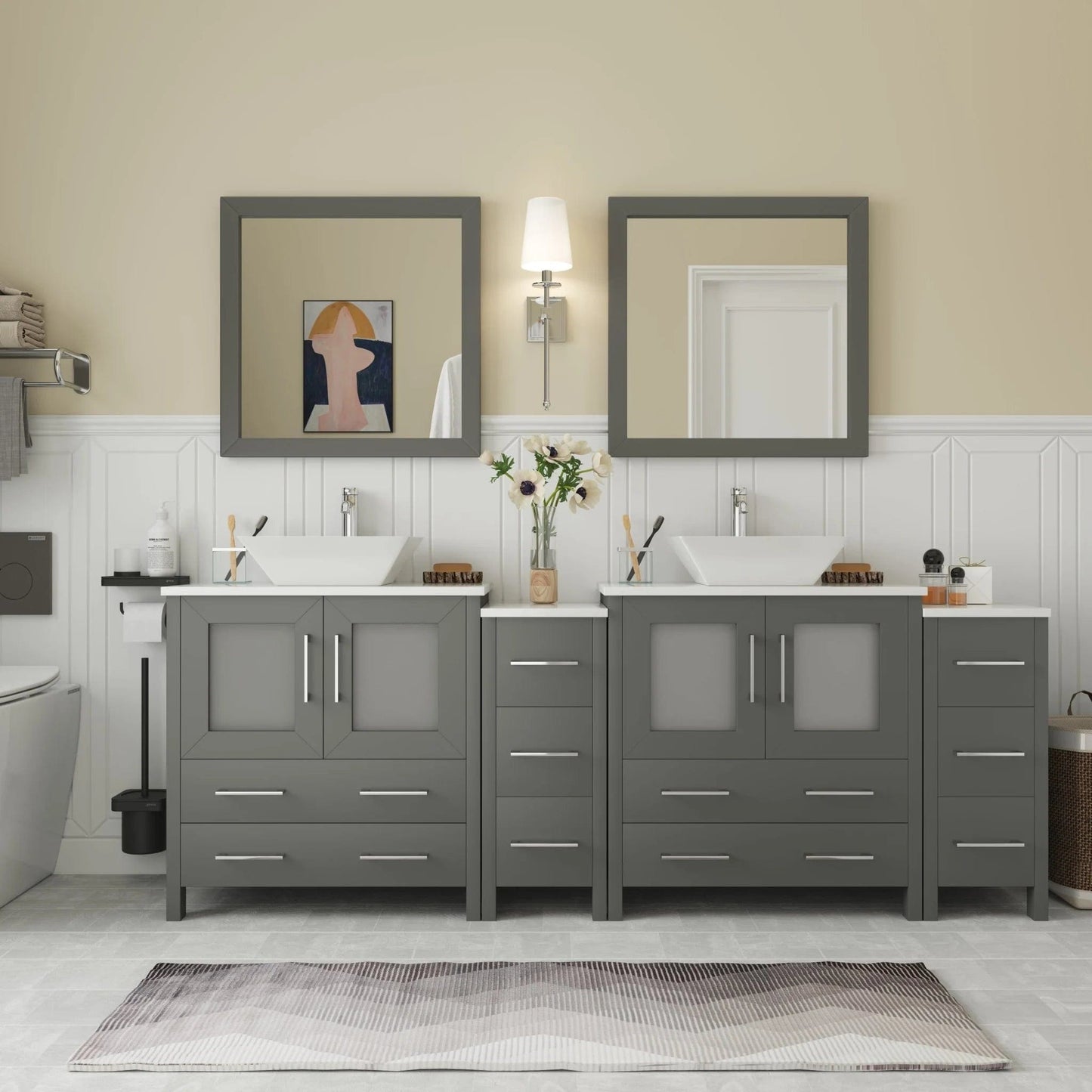 Vanity Art Ravenna 84" Double Sink Bathroom Vanity Combo Set