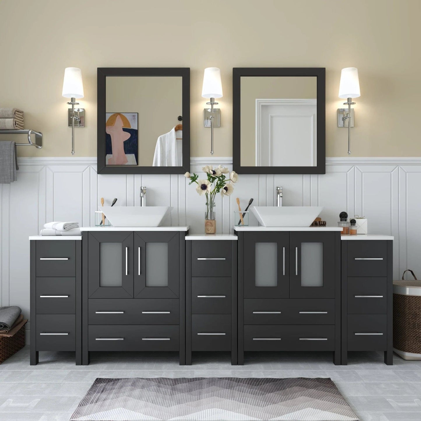 Vanity Art Ravenna 84" Double Sink Bathroom Vanity Combo Set