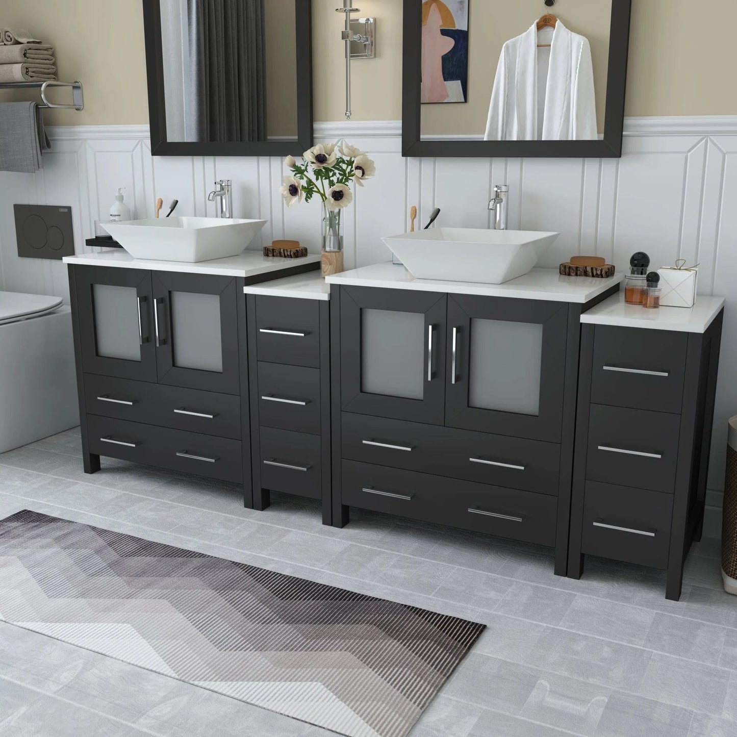 Vanity Art Ravenna 84" Double Sink Bathroom Vanity Combo Set