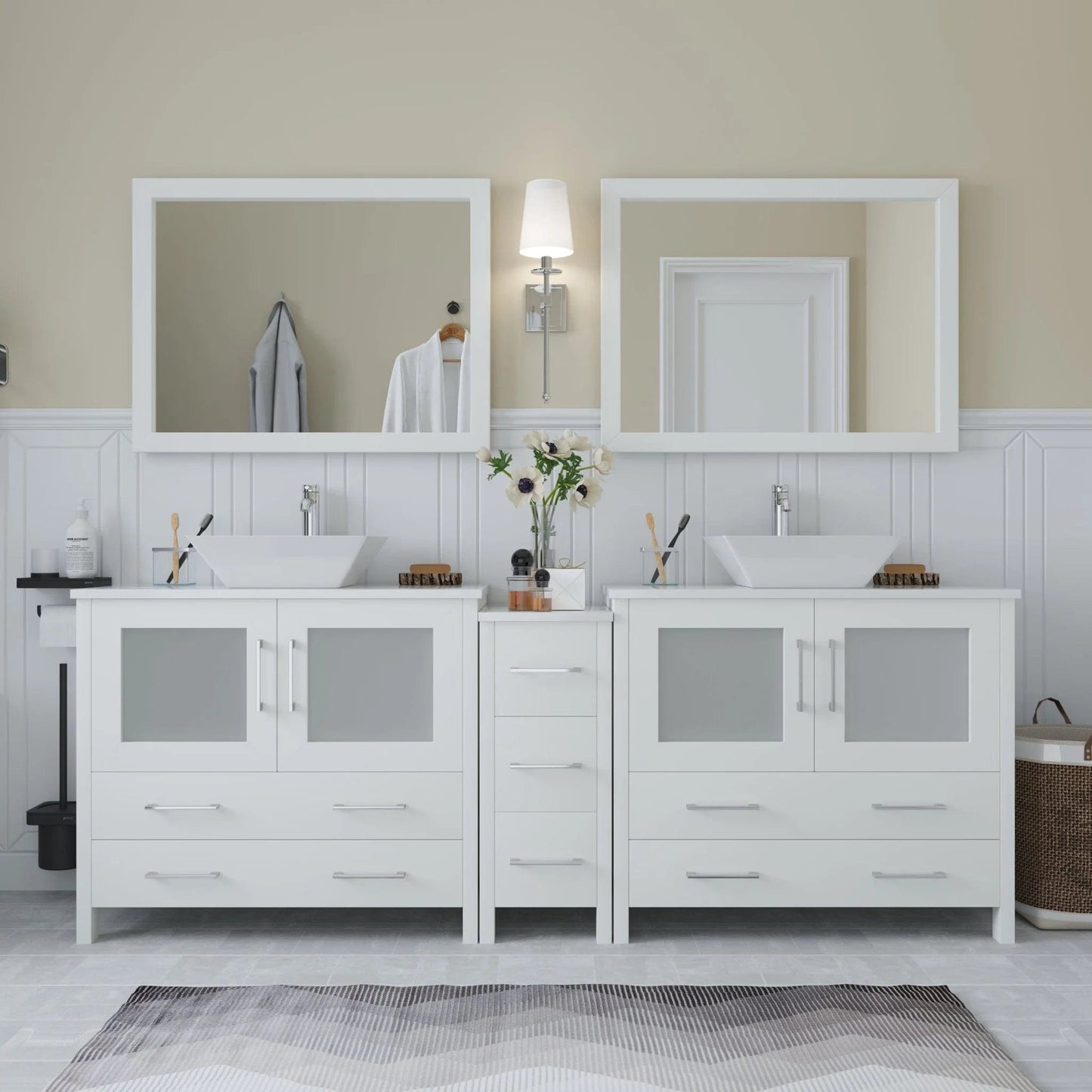 Vanity Art Ravenna 84" Double Sink Bathroom Vanity Combo Set