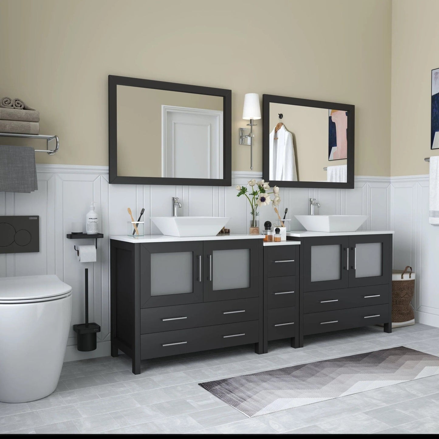 Vanity Art Ravenna 84" Double Sink Bathroom Vanity Combo Set