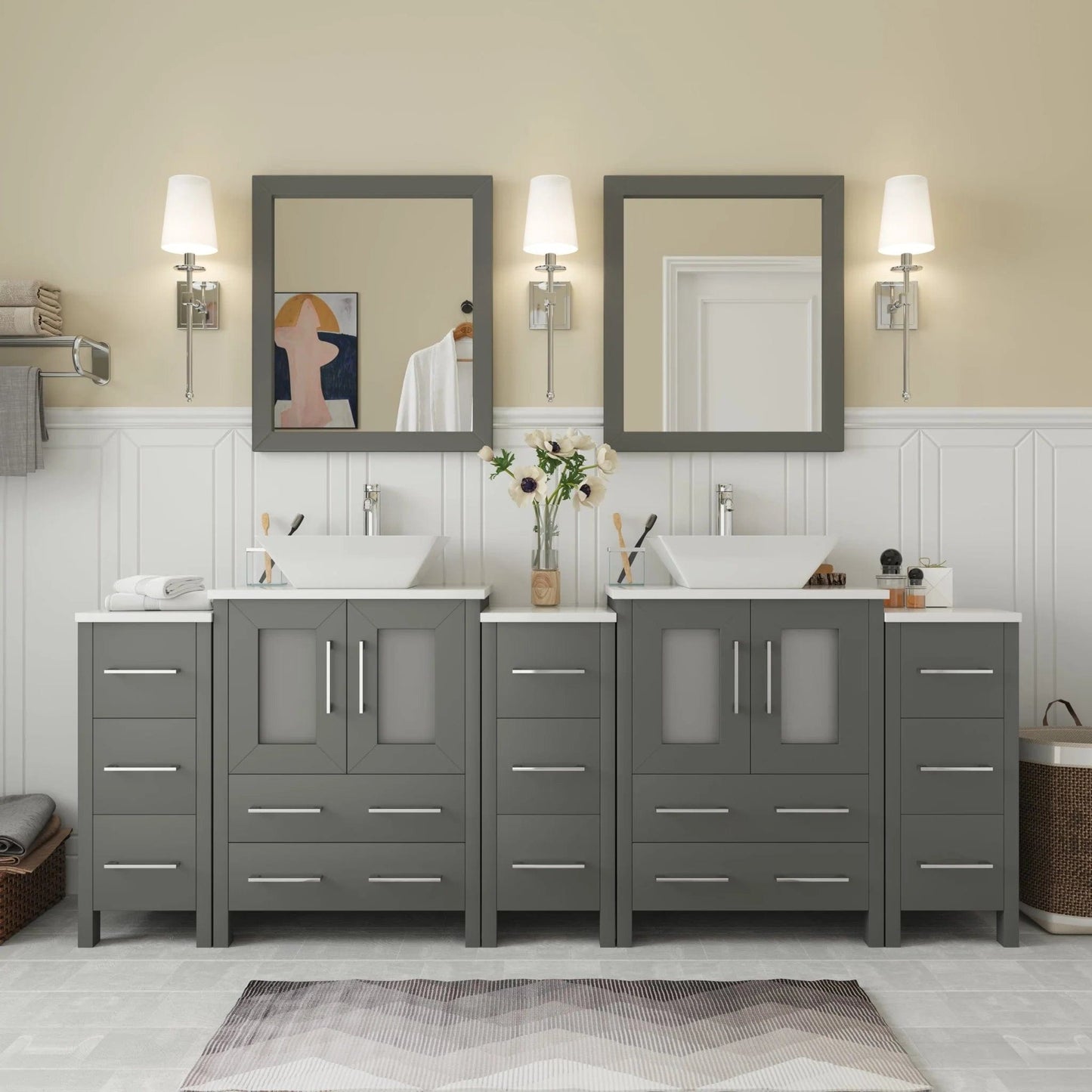 Vanity Art Ravenna 84" Double Sink Bathroom Vanity Combo Set