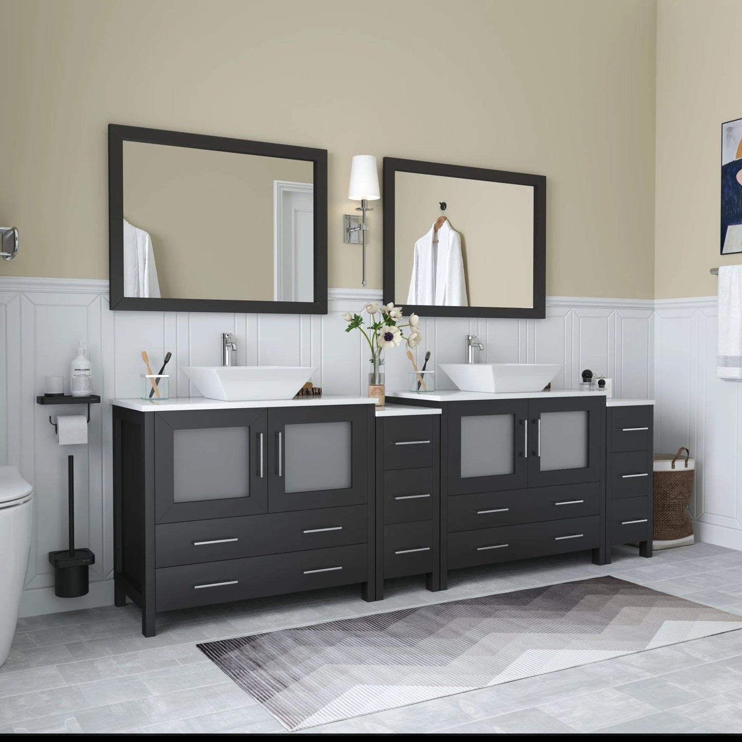 Vanity Art Ravenna 96" Double Sink Bathroom Vanity Combo Set