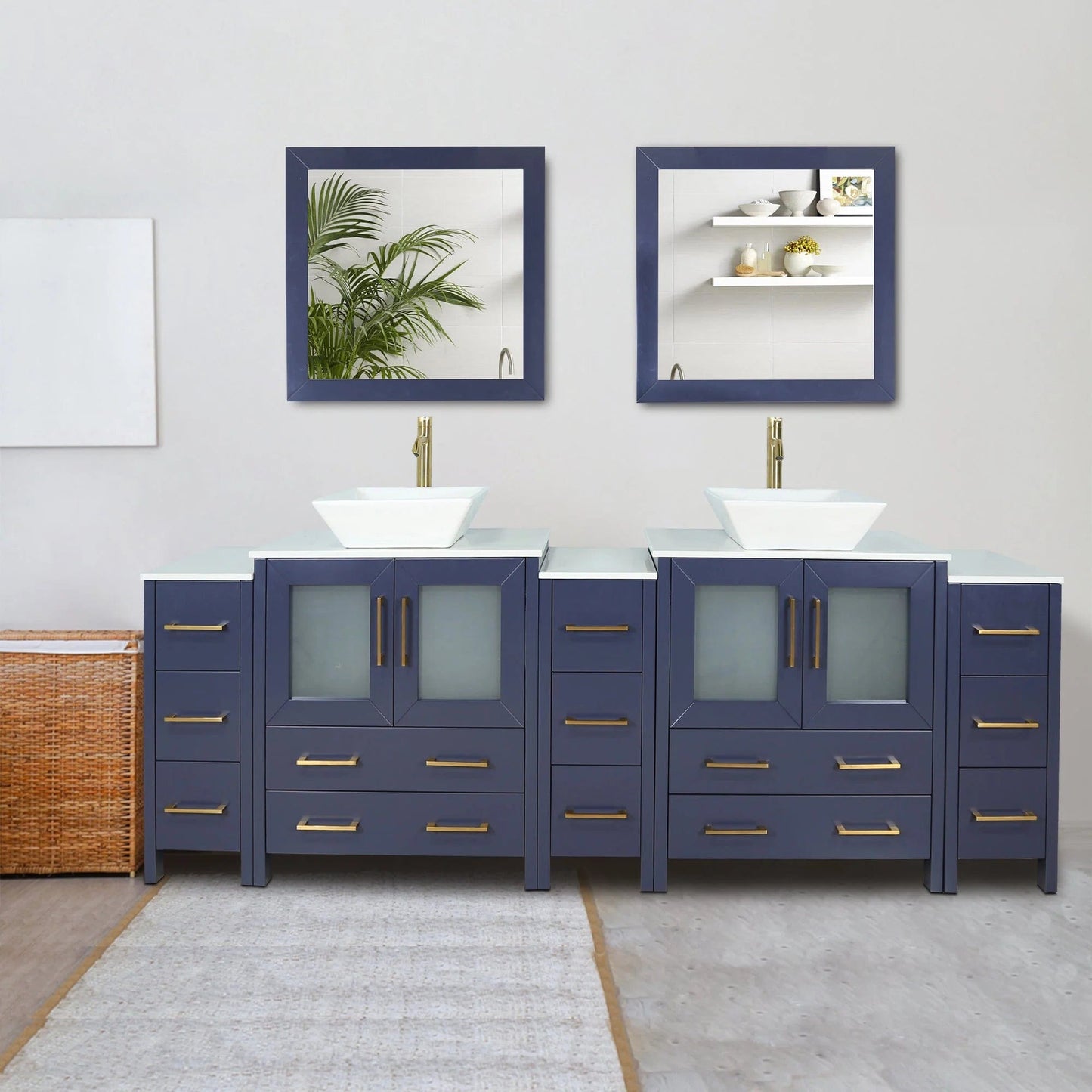 Vanity Art Ravenna 96" Double Sink Bathroom Vanity Combo Set