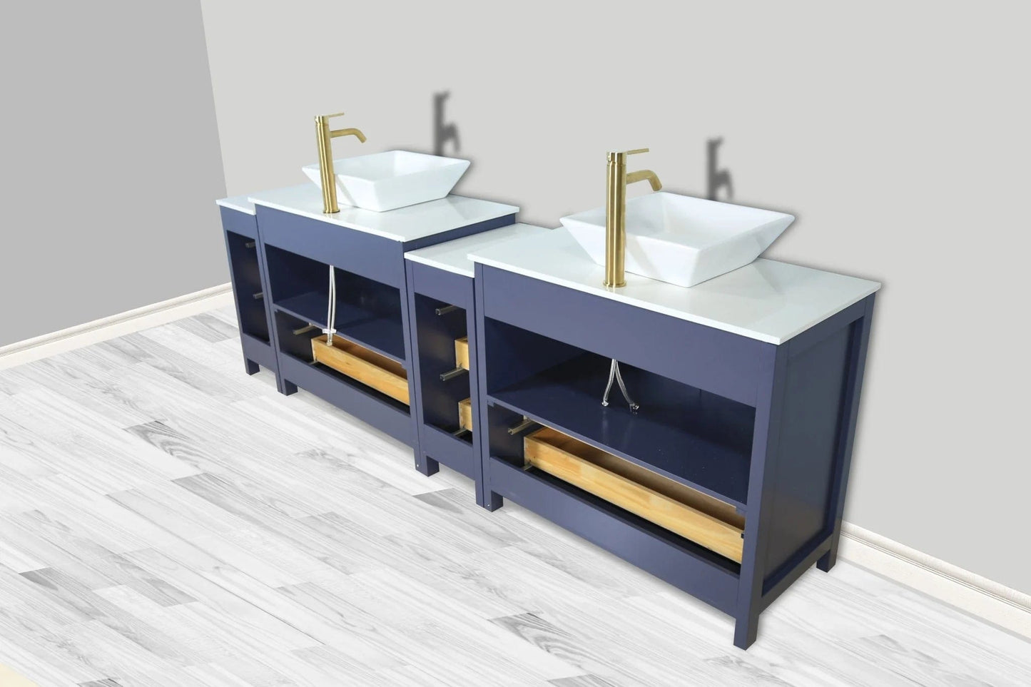 Vanity Art Ravenna 96" Double Sink Bathroom Vanity Combo Set