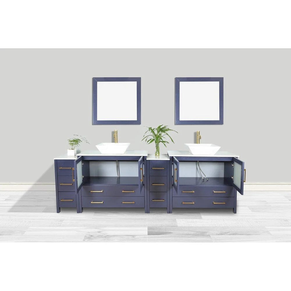 Vanity Art Ravenna 96" Double Sink Bathroom Vanity Combo Set