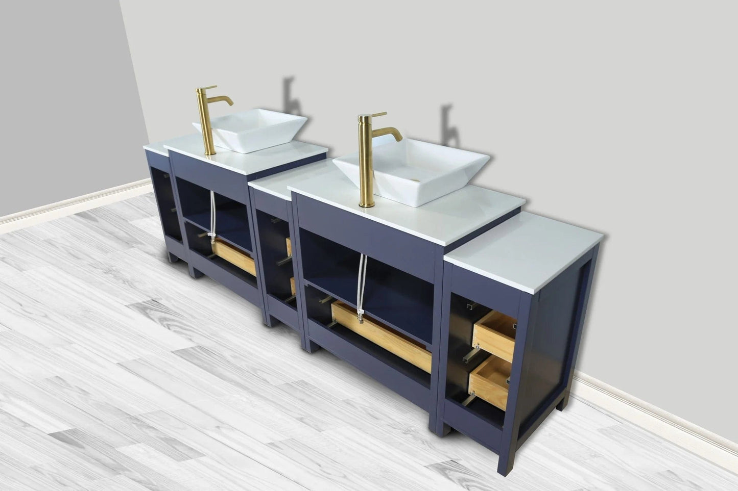 Vanity Art Ravenna 96" Double Sink Bathroom Vanity Combo Set