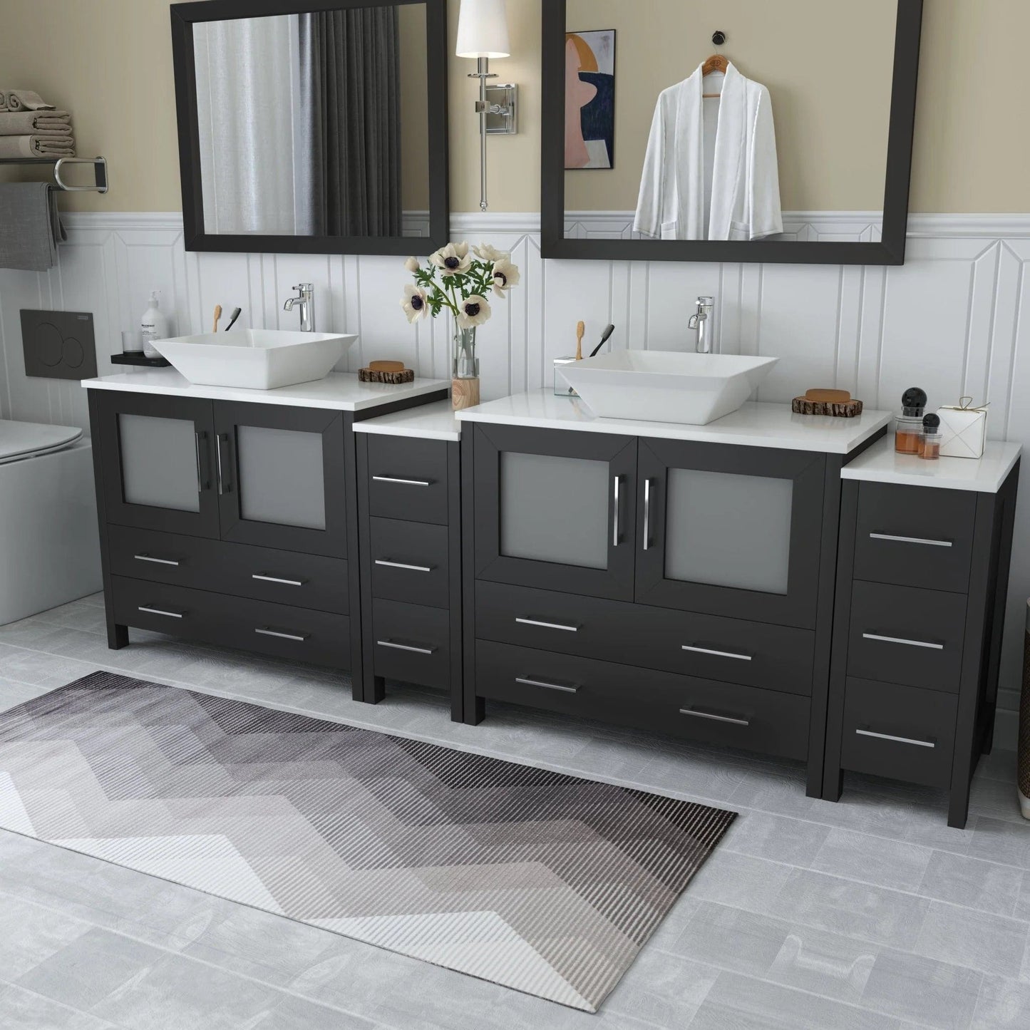 Vanity Art Ravenna 96" Double Sink Bathroom Vanity Combo Set