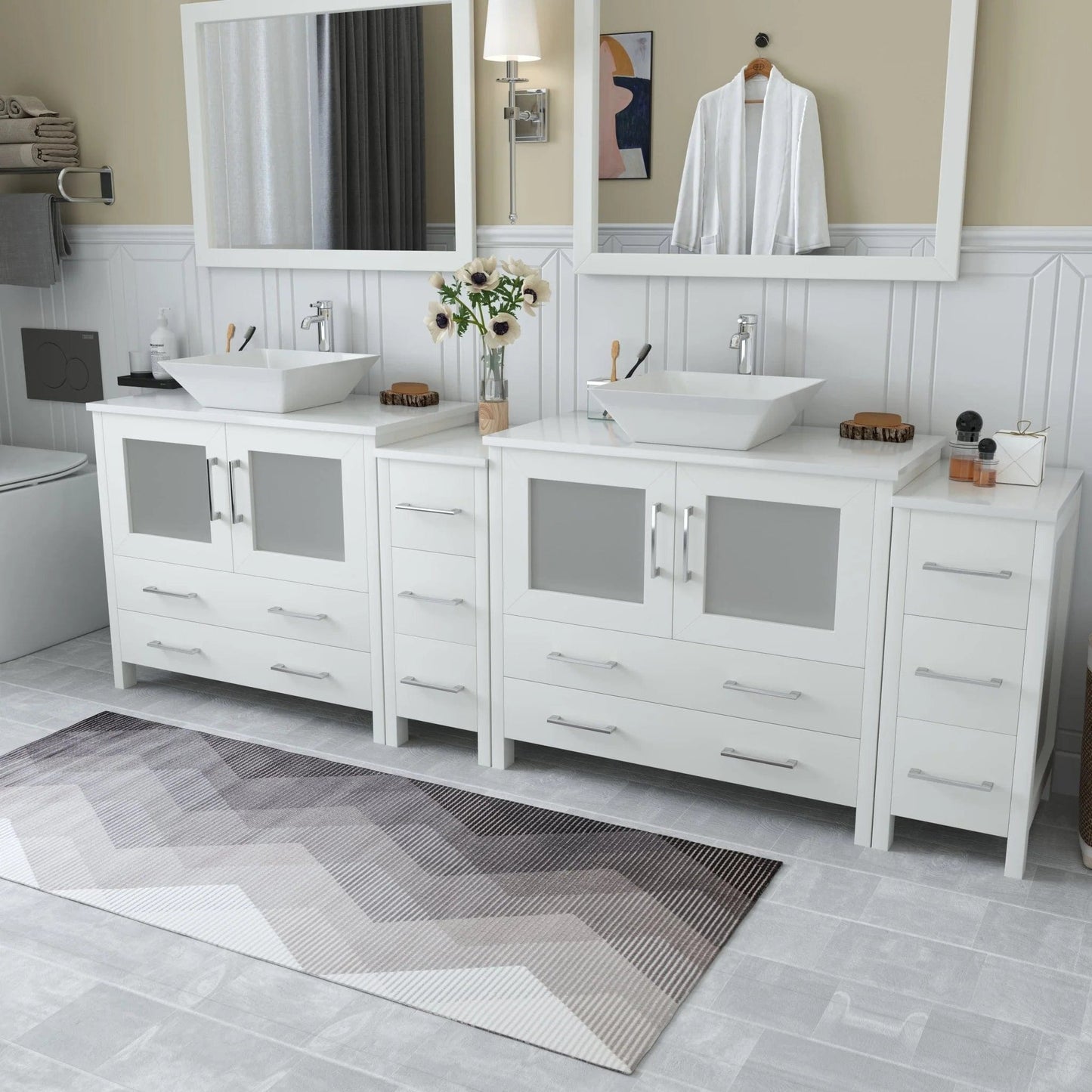 Vanity Art Ravenna 96" Double Sink Bathroom Vanity Combo Set