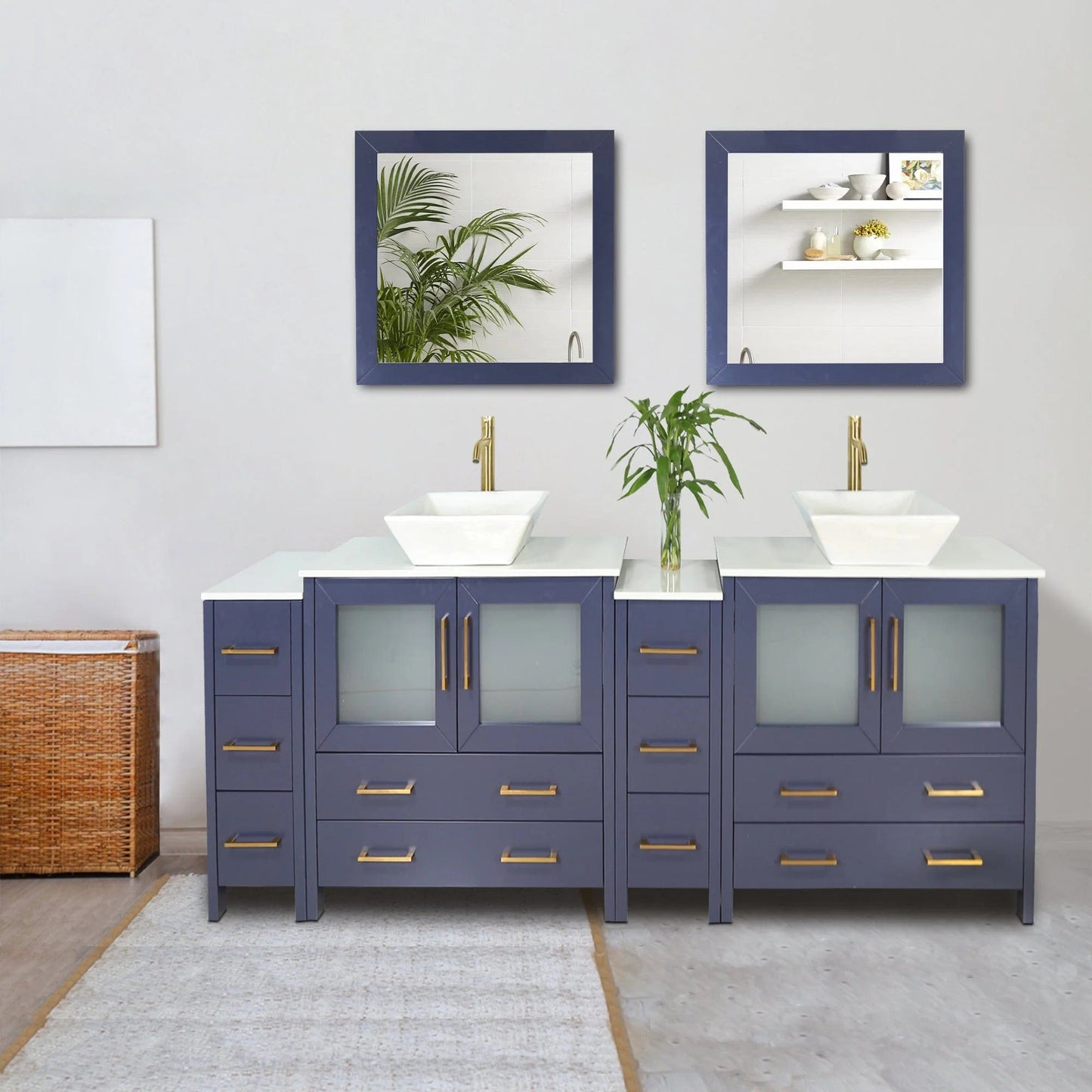 Vanity Art Ravenna 96" Double Sink Bathroom Vanity Combo Set