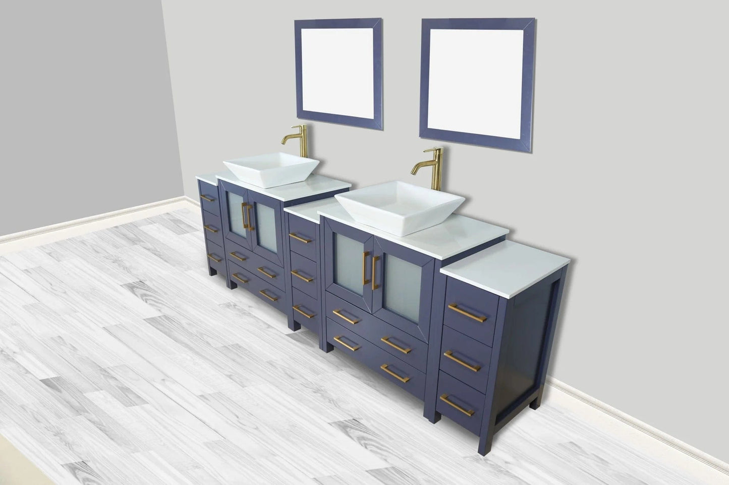 Vanity Art Ravenna 96" Double Sink Bathroom Vanity Combo Set