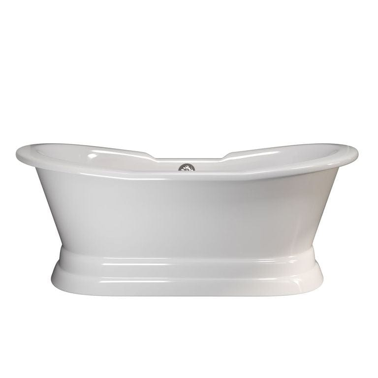 Cambridge Plumbing Cast Iron Double Ended Slipper Tub 71" X 30" with 7" Deck Mount Faucet Drillings DES-PED-DH