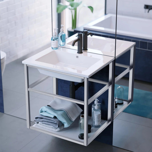 Swiss Madison Pierre 24 Single, Open Shelf, Metal Frame Bathroom Vanity