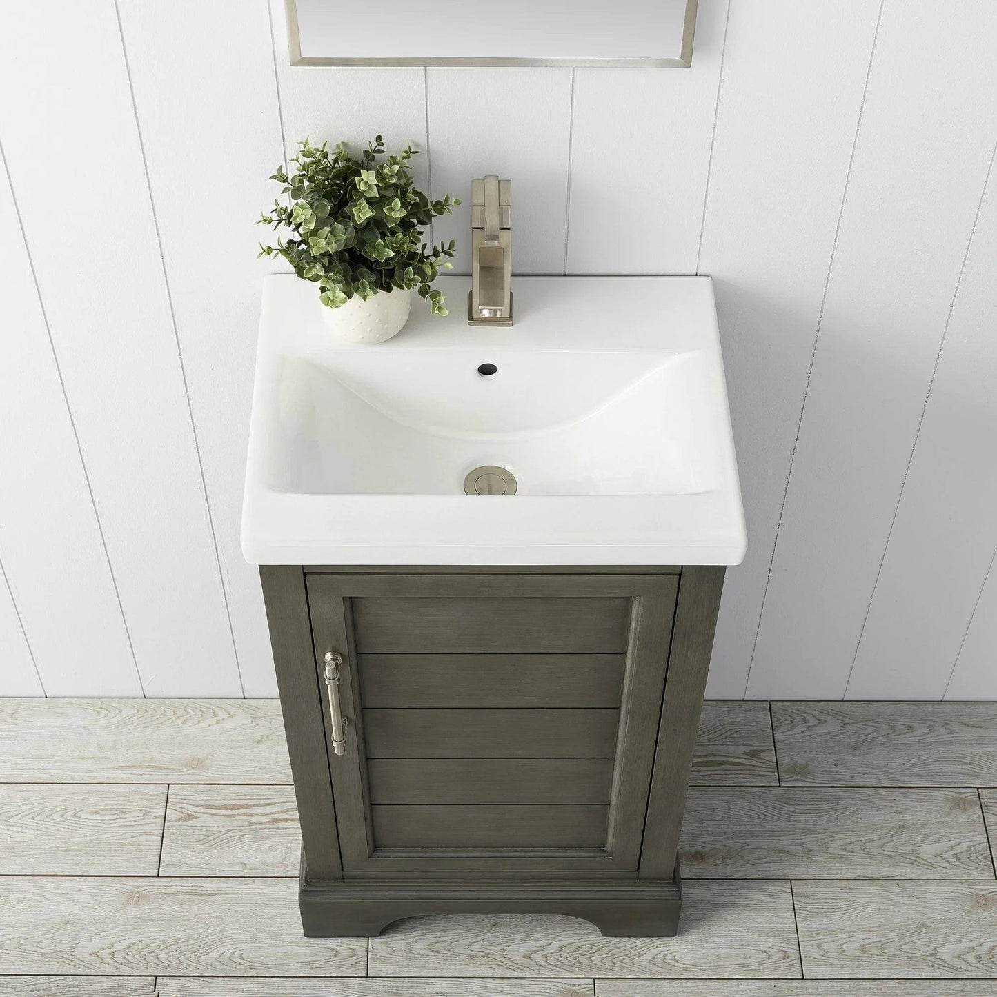 Vanity Art Vannes 20" Single Sink Bathroom Vanity in Silver Grey / White / Vintage Green