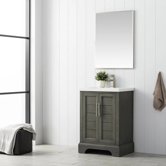 Vanity Art Vannes 24" Single Sink Bathroom Vanity in Silver Grey / White / Vintage Green