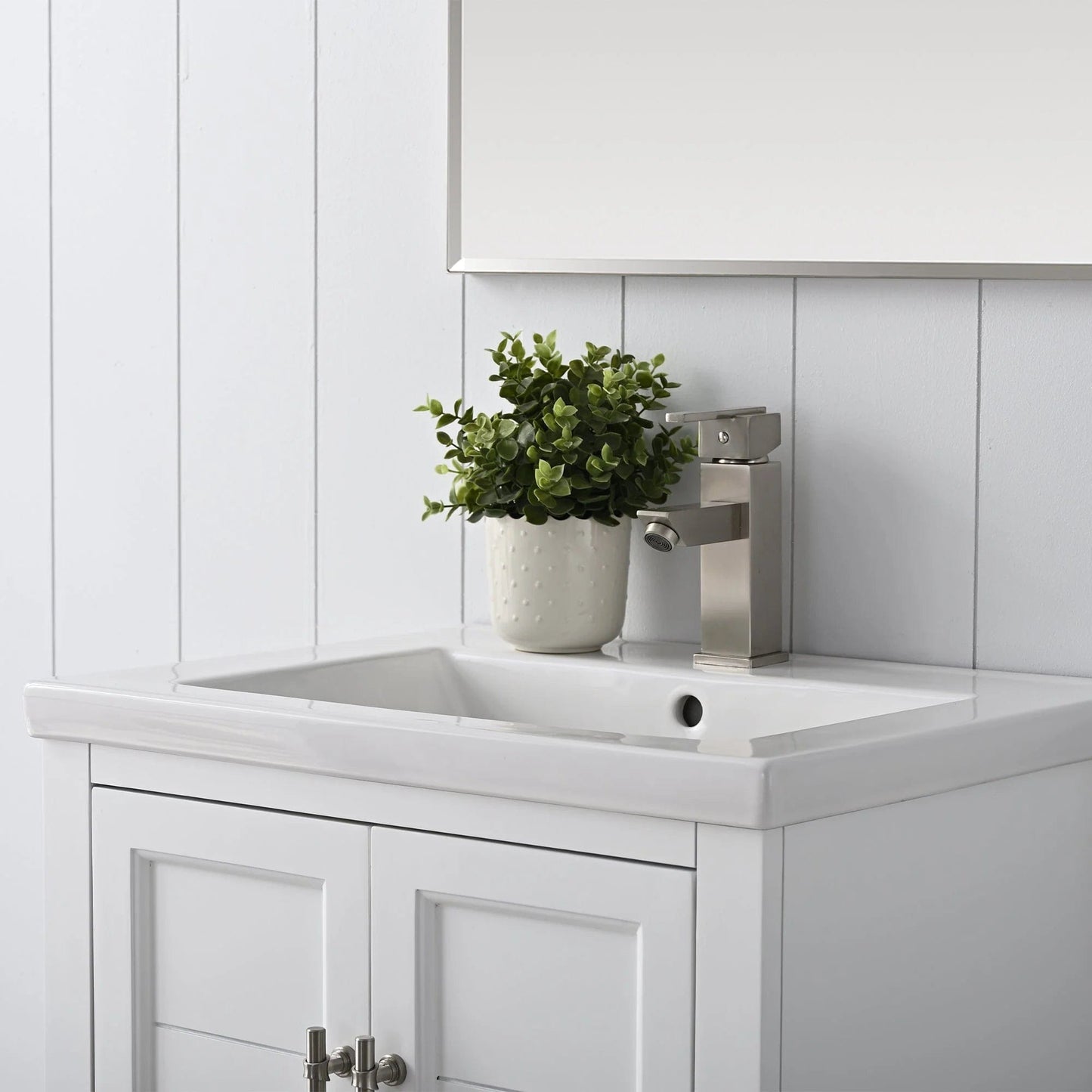 Vanity Art Vannes 24" Single Sink Bathroom Vanity in Silver Grey / White / Vintage Green