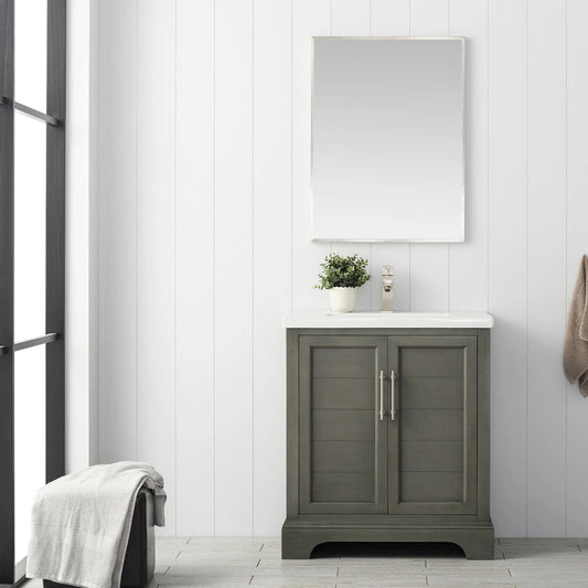 Vanity Art Vannes 30" Single Sink Bathroom Vanity in Silver Grey / White / Vintage Green