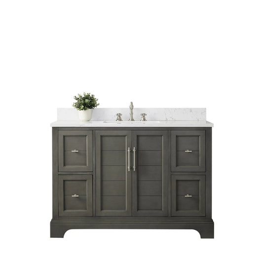 Vanity Art Vannes 48" Single Sink Bathroom Vanity in Silver Grey / White / Vintage Green