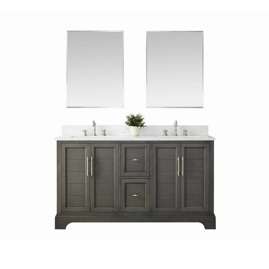 Vanity Art Vannes 60" Double Sink Bathroom Vanity in Silver Grey / White / Vintage Green