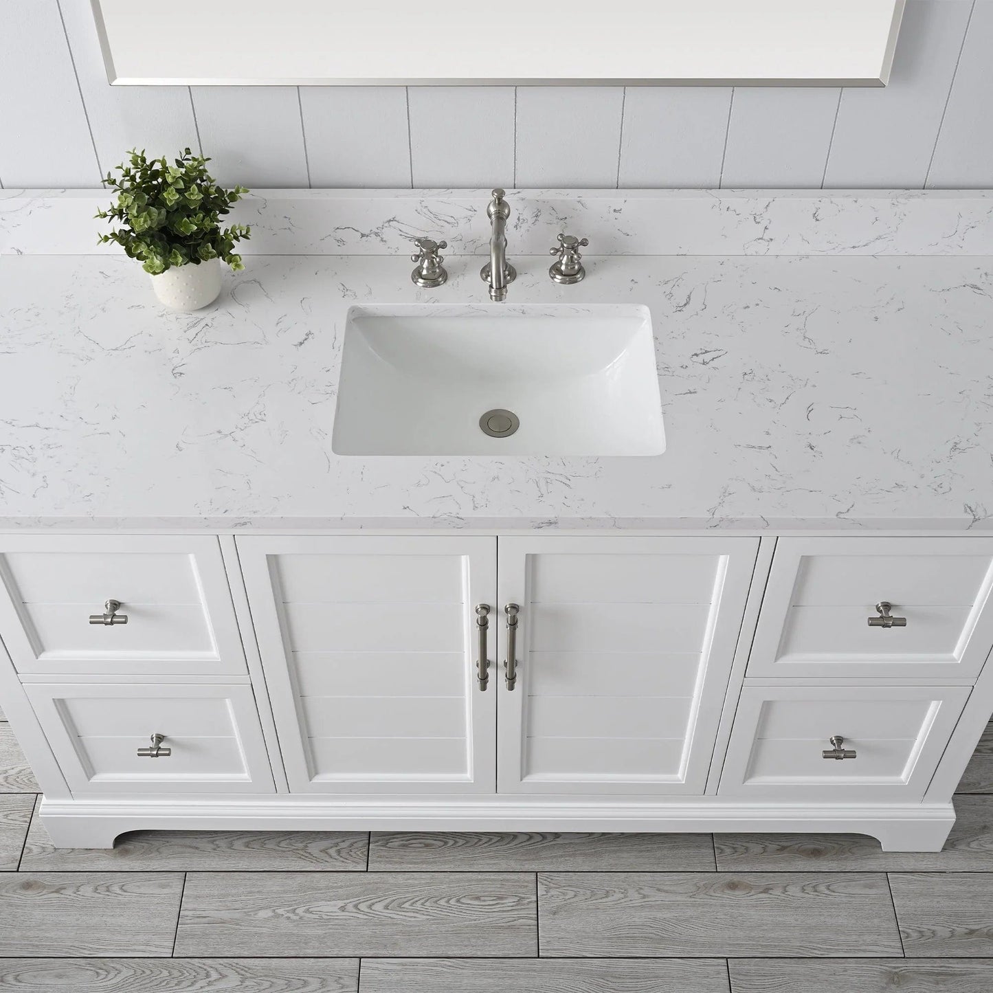 Vanity Art Vannes 60" Single Sink Bathroom Vanity in Silver Grey/ White / Vintage Green